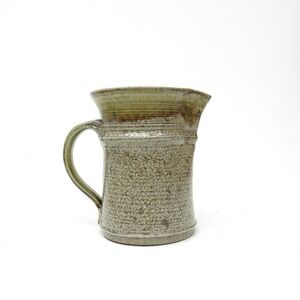 Vtg Mid Century Studio Pottery Earthy Speckled Glaze Handle Pitcher Vase Signed